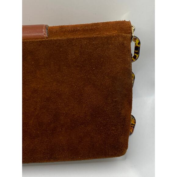 TOWN & COUNTRY SHOES Women's Vintage Brown SuedeLeather Tortoiseshell Clutch Bag - Picture 6 of 11